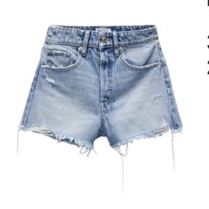 Zara Frayed High Rise Denim Shorts